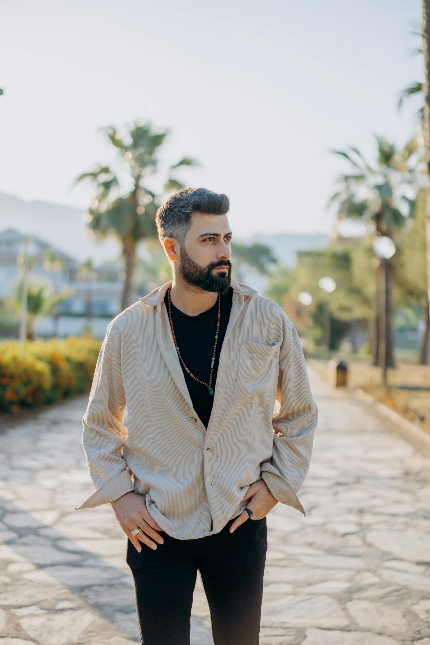 Image of person taking a walk looking out into distance.